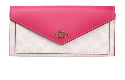 Coach Signature Long Wallet, &pound;75, Accessories, Cream/Pink, Canvas/Leather, Front view